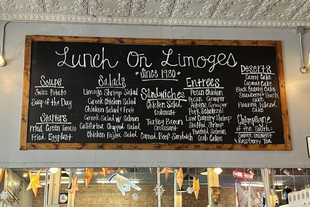 Lunch in Limoges chalkboard menu
