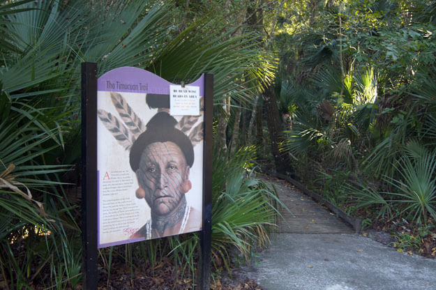 Photo of a Timucuan Trail sign in Alexander Springs