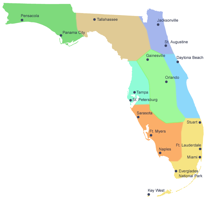 Map Of Florida Regions • Celebrating The Sunshine States Unique Treasures