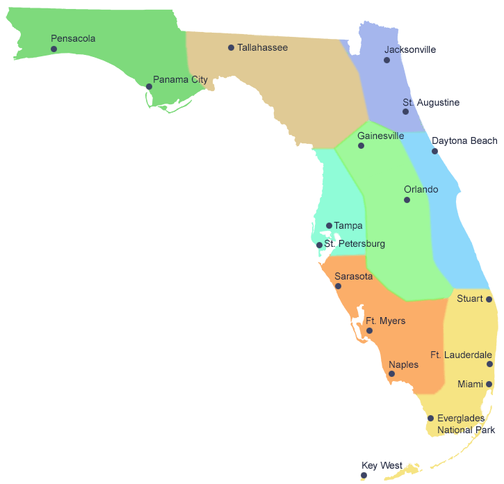 Map Of Southeast Florida Map Of Florida Regions • Celebrating The Sunshine State's Unique Treasures