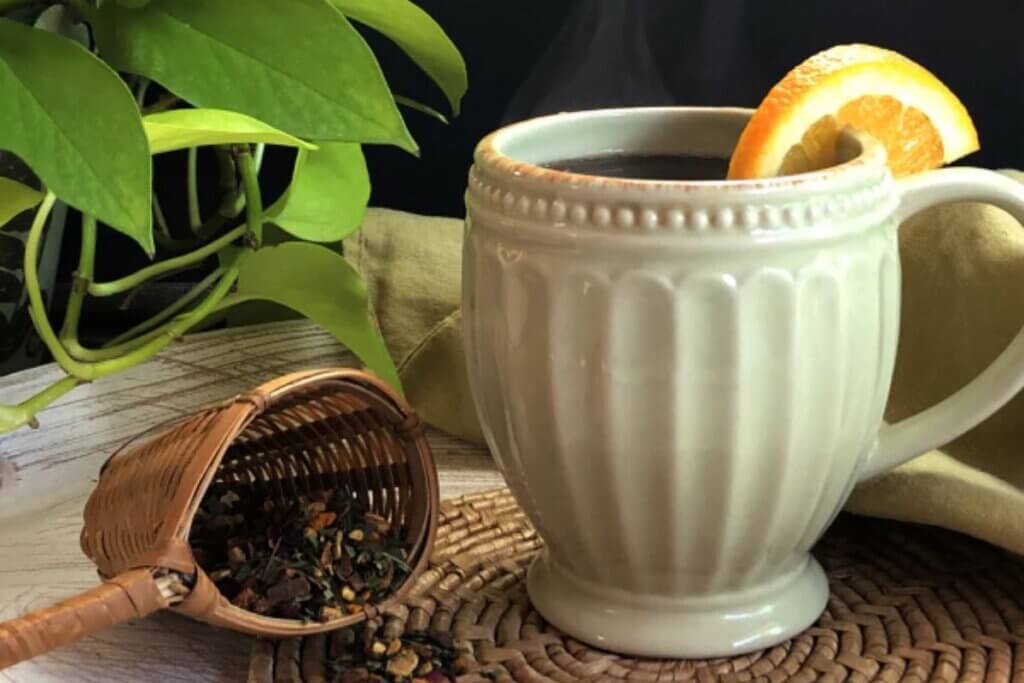 loose leaf tea and mug