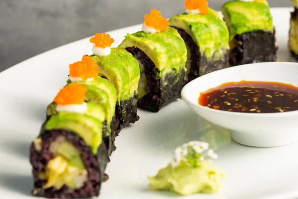 vegan sushi roll from Plant Miami 